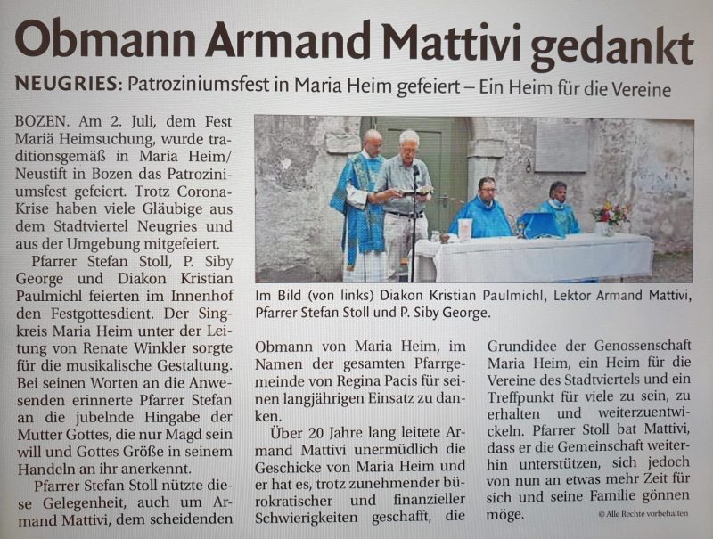 La stampa – Gemeinschaft Maria Heim